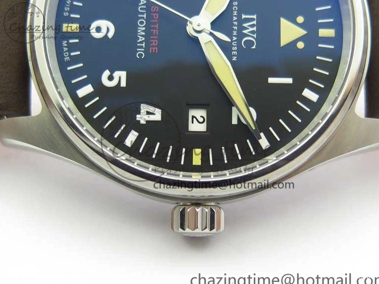 MIROTIME 0303 Original Pilot IW326803 SS MK 1:1 Best Edition Black Dial on Brown Leather Strap MIYOTA 7146